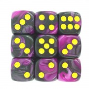 (Purple+Black) 12mm D6 pips dice